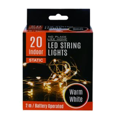 Battery Operated LED String Lights - Indoor / Warm White, 2 metre 